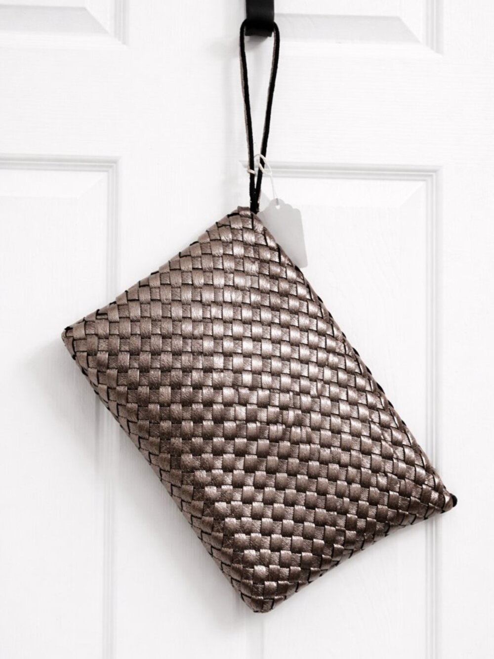 NWOT Metallic Woven Clutch Bronze Gold Basketweave Evening Pouch